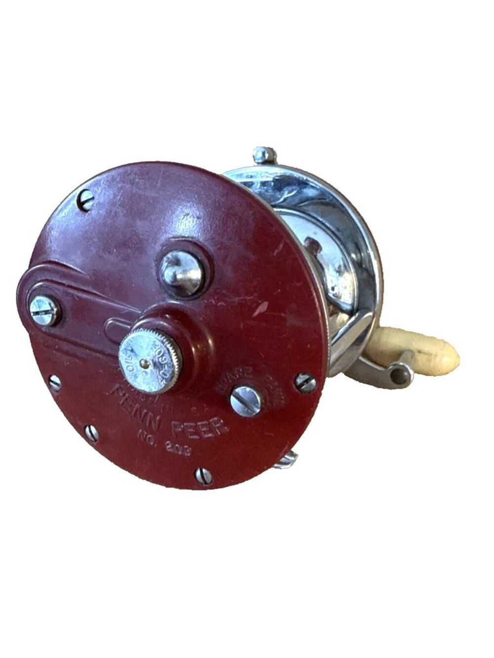 Vintage Penn Peer #209 Fishing Reel Red/burgundy/maroon Side Plates